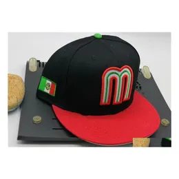 Ball Caps Ready Stock Mexico Fitted Letter M Hip Hop Size Hats Baseball Adt Flat Peak For Men Women Fl Closed Drop Delivery Fashion Dh3By