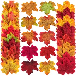 Decorative Flowers & Wreaths 500Pc Artificial Silk Maple Leaves Autumn Leaves DIY Handmade Scrapbooking Autumn Fall Wedding Decor Mixed Color