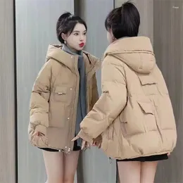Casacos de trincheira femininos mulheres jaqueta de inverno puffer 2024 moda coreana elegante casaco de algodão acolchoado com capuz parkas quente feminino