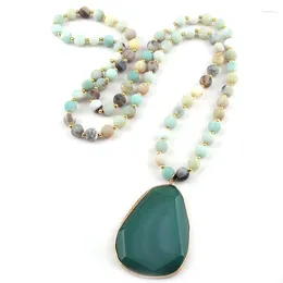 Kolye Kolyeleri Moda Bohem Takı Amazonite Stones ETNİK KOLETİ İÇİN FACET DROP WOME YOGA