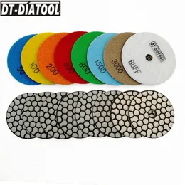 Cacciaviti DTDIATOOL 8 pz/set 3"/4" tamponi diamantati per lucidatura a secco dischi abrasivi per granito marmo cemento pietra dischi abrasivi utensili manuali