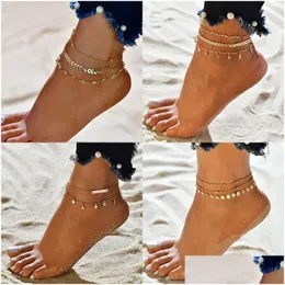 Anklets Bohemian Shell Heart Summer Anklets Set for Women Tortoise Ankelarmband Girls On Leg Chain Female SMEEXECH Gift Drop Deliver DHFI2