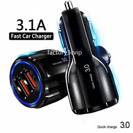 Quick Charge QC3.0 30W Dual USB Car charger power adapter 5V 9V 12V 3.1A Car chargers for Iphone 12 13 14 15 samsung S20 S23 S24 GPs PC F1