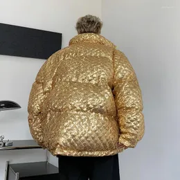 Men's Tracksuits Warm And Thick Personality Handsome Casual Cotton-padded Coat Bread In Winter Covered With Diamond-shaped Sequin Man