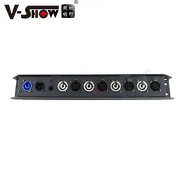 V-show DMX Power Splitter 4+4 1 In/4 Out Power och DMX Splitter för Stage Light DJ Light