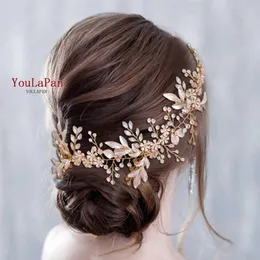 YouLaPan HP278 Wedding Hair Accessories Rose Gold Hair Pieces Headband Women Tiara Wedding Headpiece Flower Bridal Headwear X06252261