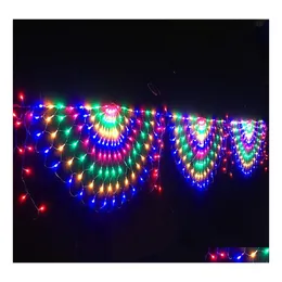Christmas Decorations Eu/Us Plug 3 Peacock Mesh Net Led String Lights Outdoor Fairy Garland For Wedding Year Party Decoration Drop D Dh6Gm