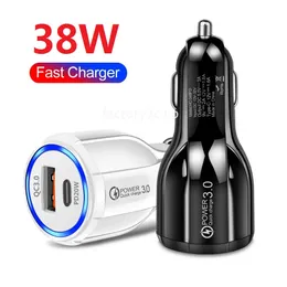 Caricabatterie da auto USB C PD a ricarica rapida 38W 30W 18W Adattatore presa accendisigari QC3.0 Caricatore rapido USB per iPhone 13 12 14 15 Samsung Xiaomi Huawei F1