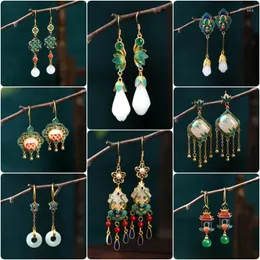 Dangle Earrings Vintage Imitation Jade Chinese National Tide Ladies Niche Design Sense Of Senior Girl Birthday Gifts