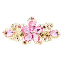 Backs Earrings Artificial Women's Ladies Barrettes Crystal Rhinestone Five-leaf Flower Hair Clip For Daily Or Wedding Use