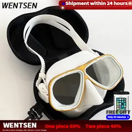 Tauchmasken Baru Gratis Masker Menyelam Kacamata Berbingkai Emas Schnorchel Volumen Ultra Rendah für Scuba Dewasa Napas 230428