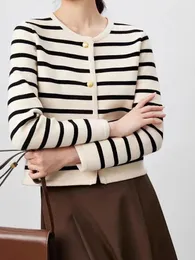 Womens Sweaters Women Knit Striped Patchwork Sweet Sweater Coat Singlebreasted Cardigan Office For Fall Winter 231129