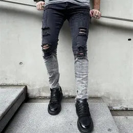 Женские джинсы мужские стильные рваные градиентные узкие брюки-карандаш мужские эластичные повседневные джинсовые брюки с отверстиями 231129