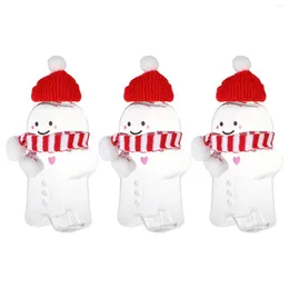 Storage Bottles Christmas Gingerbread Man Plastic Empty Juice With Hat And Scarf Milk Tea Water Bottle Drinking Cup