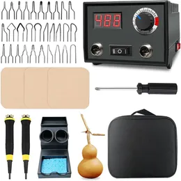 Solderijzers Purography Wood Burning Kit ProfessionalWoodバーナーツールデュアルペン30ヒントバッグ付き