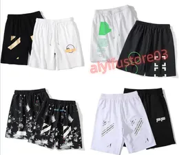 Designer Offes Moda Masculina Shorts Marca de Verão Casual Esportes Calças Soltas Seta Impresso Ref lective Stripe Curto Preto Ginásio Sweatpants Mulheres