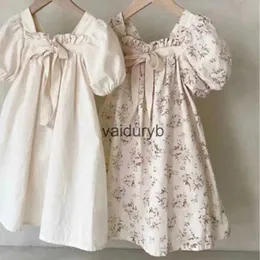 Girl's Dresses Ins Baby Girl Puff Sleeve Summer Bowknot Flowers Princess Vintage Dress Holiday Party Clothes for Young Girlsvaiduryb
