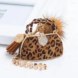 Chaveiros tendência pele chaveiro personalidade leopardo impressão bolsa corrente pendurado decoração requintado saco pingente atacado