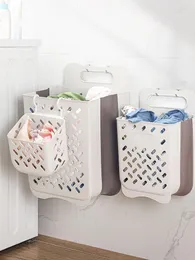 Organization Clothes Hamper Dirty Laundry Bag Foldable Laundry Basket Storage Large Storage PunchFree Hanging Wall Dirty Clothes