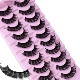 Falska ögonfransar 10 par DD Curl Russian Strip Lashes Fluffy Volym False Eyelashes DD Curl Dramatic Messy Faux Mink Fake Lashes Serm Up Q231129