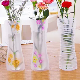 Vases 3Pcs Portable Foldable Wedding Office Home Decoration PVC Plastic Flower Plant Container 275 12cm 230428