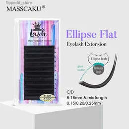 False Eyelashes MASSCAKU Matte Flat Eyelashes Extension C D Curl 8-18 mm Individual Mixed Spit Ellipse Soft Nature Lashes Supplies Wholesale Q231129