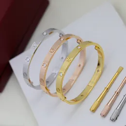 Браслет Love bangl с 4 бриллиантами, позолота 18K, 16, 17, 18, 19 см, для женщин, дизайнер T0P, высочайшее качество, классический стиль, роскошная мода 012