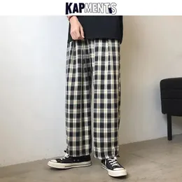 Herrenhose KAPMENTS Y2k Harajuku Baggy Plaid Hose Casual Gelb Koreanische Mode Jogginghose Japanische Streetwear Haremshose Jogger 231129