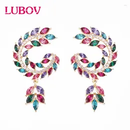 Dangle Earrings LUBOV Elegant Multi-color Symmetry Wing Drop Crystal Loop Pendant For Women Party Jewelry 2023