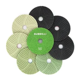 Polijstpads 7st/set 4 "Diamond Polishing Pad Flexibla slipskivor för granitkvarts Artificiell stenbetong marmor 100mm polsk hjul