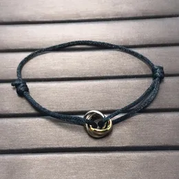 Kedja hög kvalitet tre ring tre färg lycklig armband storleken kan justeras godtyckligt kommer med dammpåse pararmband 231129