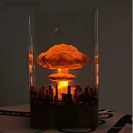 Lâmpadas de mesa Transparente Organismo Resina Mesa Luz Creativa Arte Decoração Lâmpada Explosiva Cogumelo Nuvem Tema Noite Luz Carga USB YQ231129