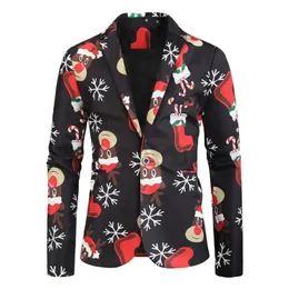 Herrenanzüge Blazer Anzüge mit Cartoon-Grafik Lustige Weihnachtsanzugjacke Herren Freizeitblazer Navidad Jahresanzüge Männlich Party Slim 231128