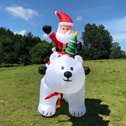 Christmas Toy Supplies Inflatable Santa Claus Riding Polar Bear 2M Christmas Inflatable Toy Doll Indoor Outdoor Garden Xmas Decoration 231124