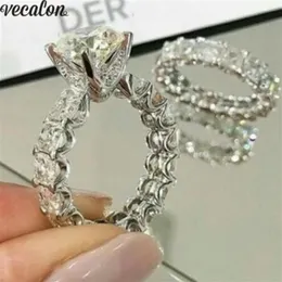 Vecalon Vintage Promise Ring Set 925 Sterling Silver Diamond Engagement wedding Band rings for women Bridal Finger Jewelry244U