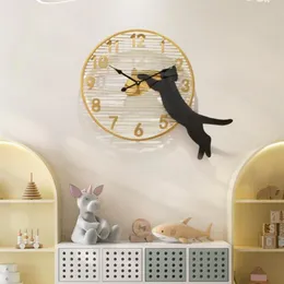 Relógios de parede moderno gato contratado relógio decorativo design criativo sala de estar decoração doméstica mudo the255u