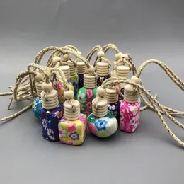 10ml-15 ml Polymer Clay Ceramic essential oil bottle Car hanging decoration Car Home Hanging rope empty Perfume bottle Wooden Lid Gift Iafcc