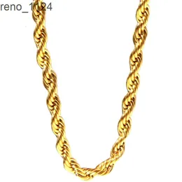 Xinfly Summer Custom 6mm tjock ren 18K Real Yellow Gold Twisted AU750 ROPE Link Chain Fine Jewelband Necklace