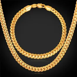 18Quot32quot Men Gold Chain 18K Real Gold Plated Wheat Chain Necklace Bracelet Hip Hop Jewelry Set1070667256C