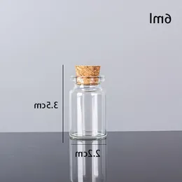 6ML 22X35X125MM Small Mini Clear Glass bottles Jars with Cork Stoppers/ Message Weddings Wish Jewelry Party Favors Kireh