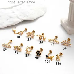 Stud 1 peça G23 Titanium Plug-in Push Pin Lip Studs Brincos para Mulheres 16G Piercing Vintage Flor Pingente Zircon Cartilagem Brincos YQ231128