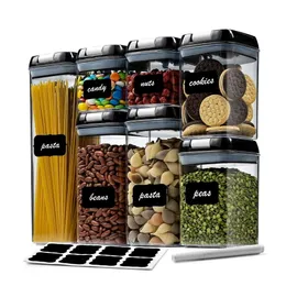 Stück Luftdichtes Lebensmittelbehälter-Set Küchenorganisationsbehälter mit 8 Etiketten Kreidemarker BPA-freier durchsichtiger Kunststoff Küche und Speisekammer O