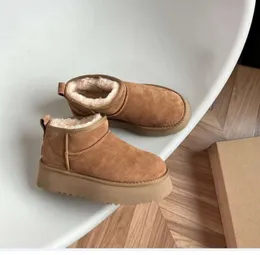 Ultra Boot Designer Woman Platform Snow Boots Australia Fur Warm Shoes Real Leather Chestnut Ankle Fluffy Booties For Women Antelope brown colour High quality shoes