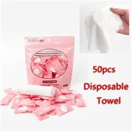 Towel 50Pcs Portable Travel Compressed Outdoor Cotton Disposable Magic Expandable Wash Face Towels Clean Dbc Drop Delivery Home Gard Dheoh