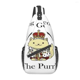 Duffel Bags King George The Purr'd Chest Bag Holiday Polyester Fabric Travel Cross Customizable