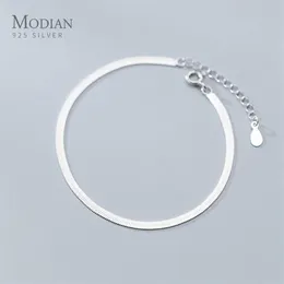 Modian Classic 925 Sterling Silver Charm Braceket eller Anklet för kvinnor Justerbar Snake Bone Chain Fine Jewelry 2020 Design LJ20102253D