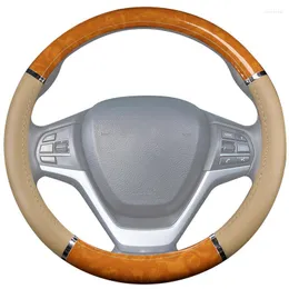 Pokrywa kierownicy pokrywa samochodu 38 cm sztuczna skóra drobna tekstura drewna Ziarno Auto akcesoria