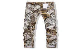 Mens Snakeskin Printed Jeans Slim Fit Skinny Night Club DJ Trousers Pants Slacks For Male Plus Size8188716