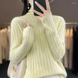Kadın Sweaters 23Autumn/Kış Mink Polar Yüksek Boyun Sweater Boşa Çıkış Moda Çizgileri Düz Renk Lüks Kumaş Üst Külot