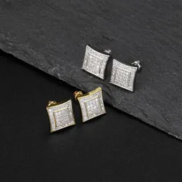 Diseñador de lujo Hombres Stud Pendientes Hip Hop Joyería Moda Hombre Forma cuadrada Earing Mujeres Anillo de oreja Para hombre Pendientes de diamante Zircon Earin241S